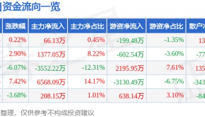 股票行情快报：红宝丽（002165）12月27日主力资金净买入66.13万元