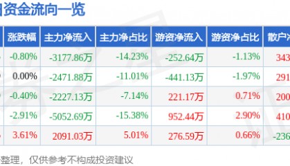 股票行情快报：红宝丽（002165）12月12日主力资金净卖出3177.86万元