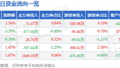 股票行情快报：ST张家界（000430）5月19日主力资金净买入71.47万元