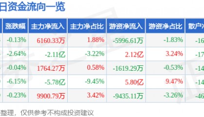 股票行情快报：寒武纪（688256）3月24日主力资金净买入6160.33万元