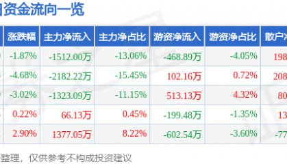 股票行情快报：红宝丽（002165）1月2日主力资金净卖出1512.00万元