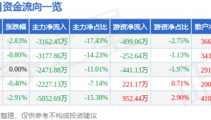 股票行情快报：红宝丽（002165）12月13日主力资金净卖出3162.45万元