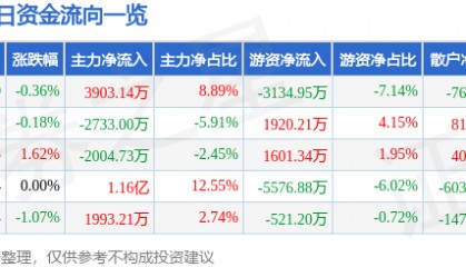 股票行情快报：京沪高铁（601816）3月13日主力资金净买入3903.14万元