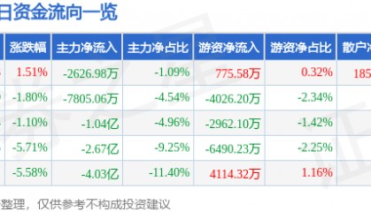 股票行情快报：有研新材（600206）12月10日主力资金净卖出2626.98万元