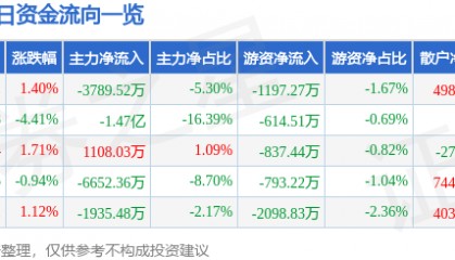 股票行情快报：有研新材（600206）12月24日主力资金净卖出3789.52万元