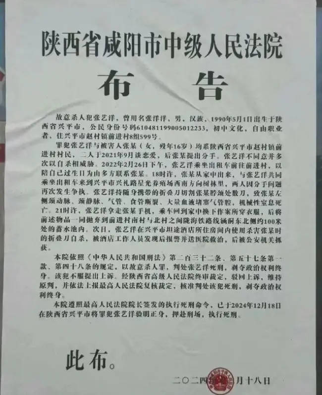 艺人张艺洋杀害16岁女友被枪决 死刑终结演艺生涯